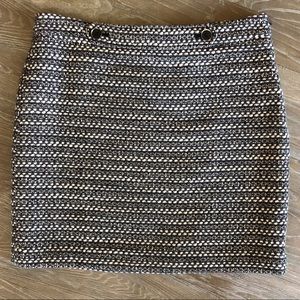 LOFT black and white tweed wool blend skirt sz 8